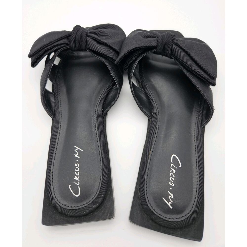 Circus by Sam Edelman Black Bow Slip-On Slide Fabric Sandals sz 6.5 - Picture 3 of 6
